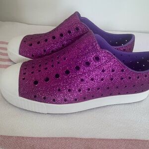 Native Jefferson Bling Slip-On Sneakers - Purple Glitter